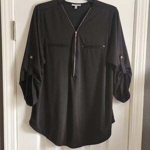 Black Zippered Women's Top